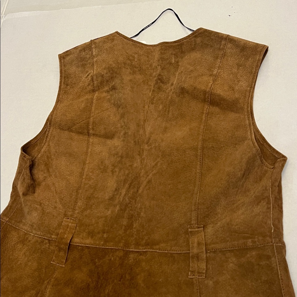 ZARA BROWN LEATHER LACE-UP FESTIVAL BOHO VEST SIZE MEDIUM - Picture 6 of 16
